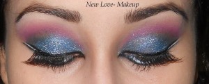 Blue and Pink Arabic Eye Makeup