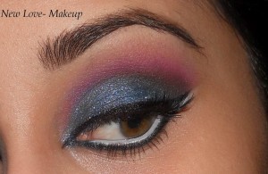 Blue and Pink Arabic Eye Makeup