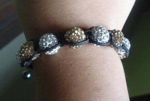 Cutey Bracelets: Gold and White Shamballa