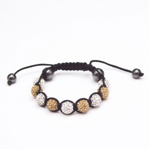 Cutey Bracelets: Gold and White Shamballa