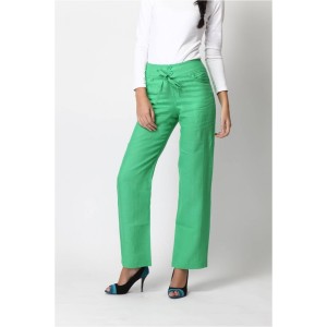 Drawstring Linen Trousers Green