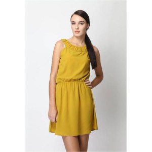 Mustard Yellow Sleeveless Dress With Elasticated Waist