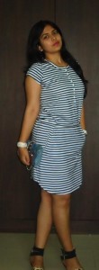 OOTD: Casual Striped Dress, Denim Clutch