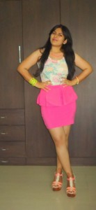OOTD: Floral Lace Peplum Top, Hot Pink Peplum Skirt, Neon Accessories