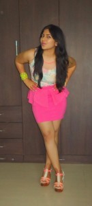 OOTD: Floral Lace Peplum Top, Hot Pink Peplum Skirt, Neon Accessories