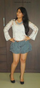 OOTD: Lace up the Polka, Lace top and Polka dot skorts