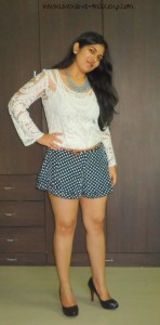 OOTD: Lace up the Polka, Lace top and Polka dot skorts