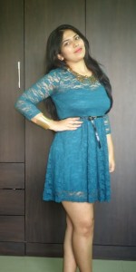 OOTD: Green Lace Dress, Gold and Clear Pumps
