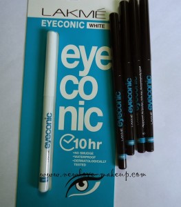 Lakme Eyeconic Kajal Green, Blue, Brown. White Review, Swatches