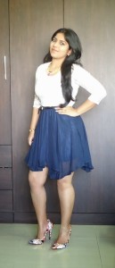 OOTD: Half Lace Blue And White Dress, Indian fashion blog