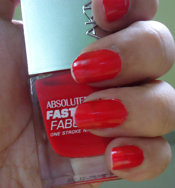 NOTD- Lakme Absolute Fast and Fabulous One Stroke Nail Color 24 Crimson Fire