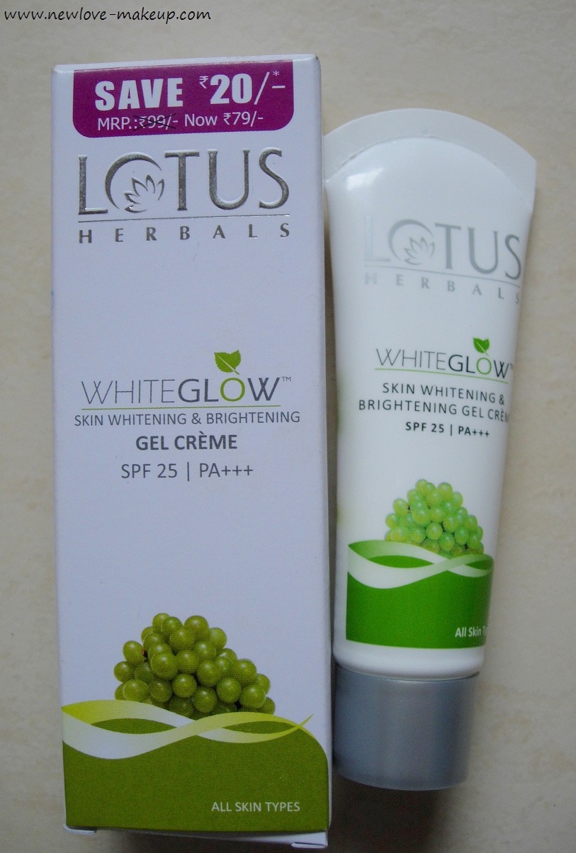 Charmant verlangen Hubert Hudson Lotus Herbals WhiteGlow Skin Whitening & Brightening Gel Creme SPF-25 Review  - New Love - Makeup