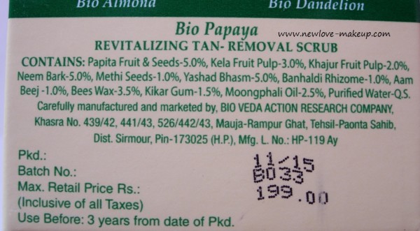 Biotique Bio Papaya Revitalising Tan Removal Scrub Review, Indian Beauty Blog